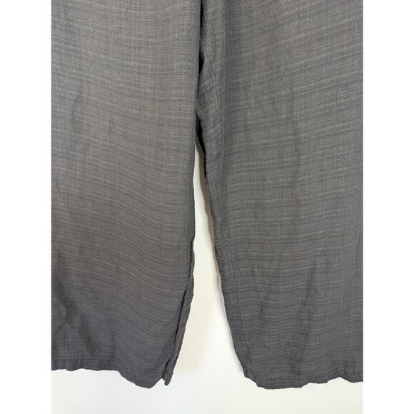 Eileen Fisher Black Linen Blend Crop Wide Leg Pull-On Pant - Picture 2 of 6